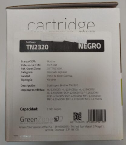 Tóner Green Zone Brother TN2320 compatible nuevo - Imagen 2