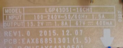 Placa TV Power Supply LGP43DSI-16CH1 EAX66851301 1.5 Reacondicionado LG - Imagen 3