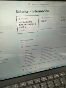Tablet / portátil 2 en 1 Microsoft Surface Pro 7+ / i7-1165G7 / 16GB RAM / 512GB SSD